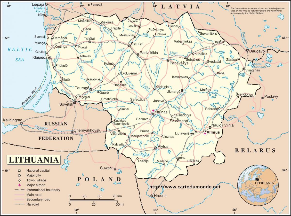 Mapa Lituania herriko