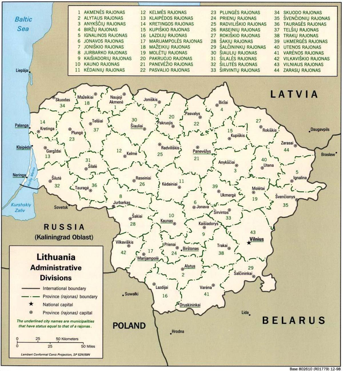 Mapa mapa Lituania dituzten hiriak