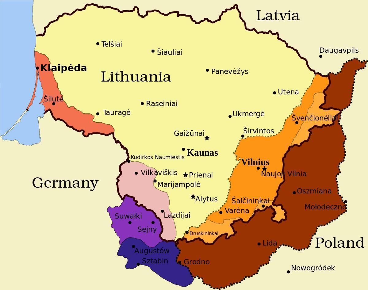 mapa kaunas Lituaniako