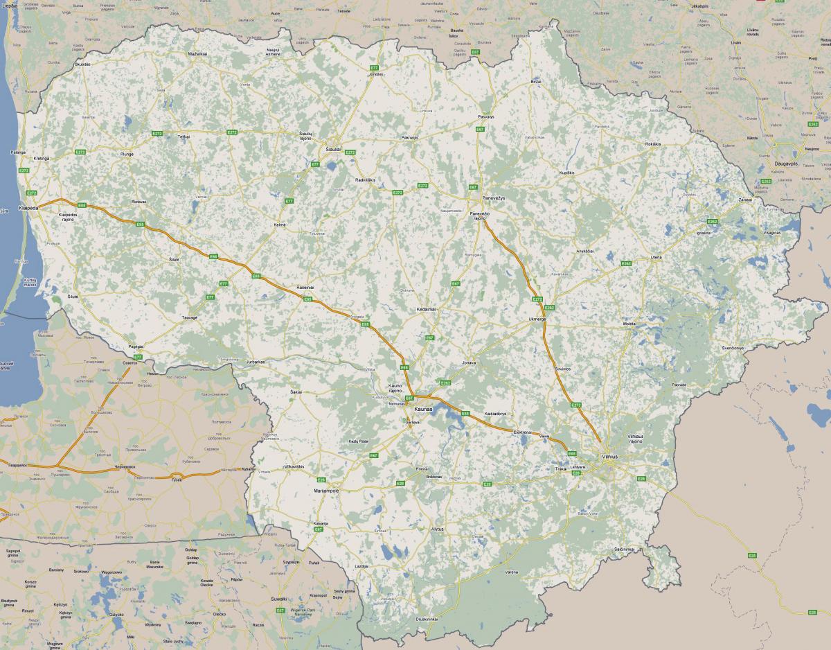 Mapa Lituania turismo 